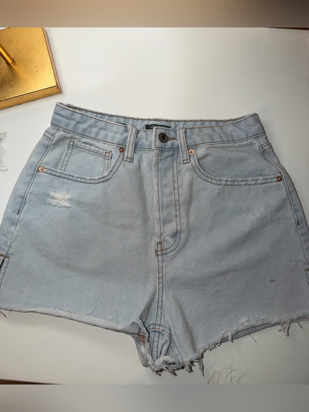 Light Blue High-Rise Denim Shorts